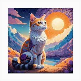 Cat In The Moonlight Canvas Print