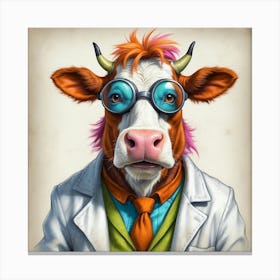 Cow With Glasses Canvas Print