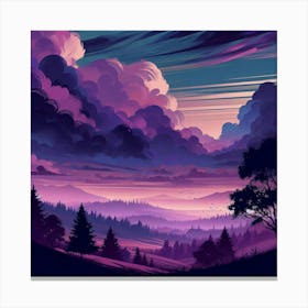 Purple Sky With Clouds Canvas Print