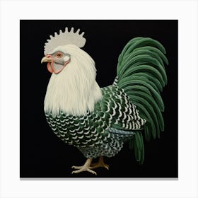 Ohara Koson Inspired Bird Painting Chicken 7 Square Canvas Print