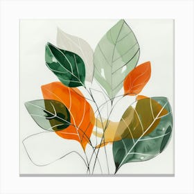 Orange And Green Leaves Canvas Print