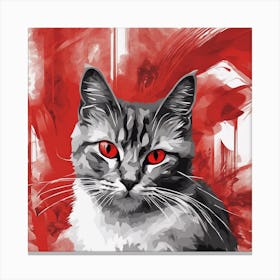 Abstract Cat Red Art Print Canvas Print