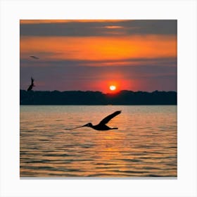 Pelican At Sunset Canvas Print