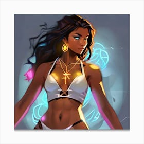 Black Woman In Bikini Canvas Print