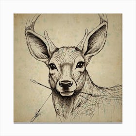 Deer Head Tattoo 1 Canvas Print