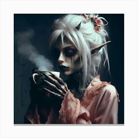 Elf with Coffee Canvas Print
