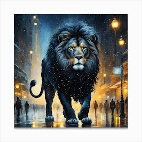 Lion At Night 1 Canvas Print