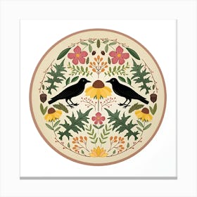 Crows And Flowers Canvas Print