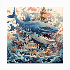 Sharks In The Sea Canvas Print