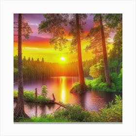 Sunset In The Forest 7 Canvas Print