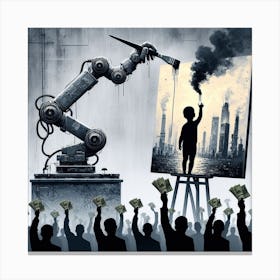 Inspired by Banksy's satirical street art and social commentary Canvas Print