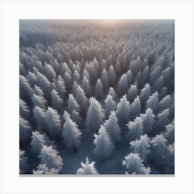 Aerial View Of Snowy Forest 10 Canvas Print