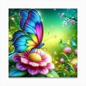 Colorful Butterfly On A Flower Canvas Print