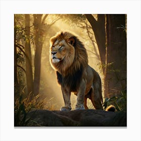 Lion In The Forest 3 Canvas Print