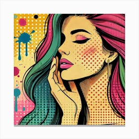 watercolour Pop Girl paint splash portrait Canvas Print