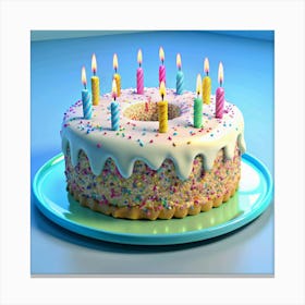 Birthday Cake With Candles 6 Canvas Print