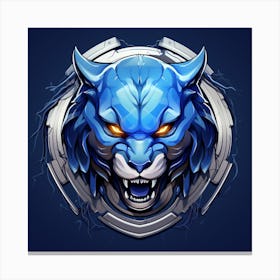 Blue Wolf Head Canvas Print