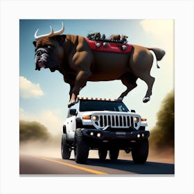 Bulldog On Jeep Canvas Print