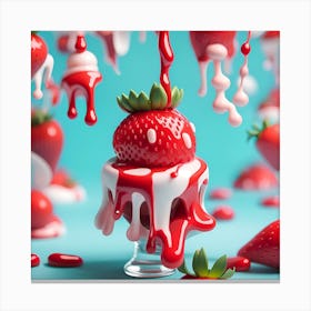 Strawberry Dripping Canvas Print