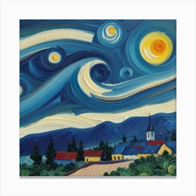 The Starry Night, Vincent Van Gogh Art Print 6 Canvas Print