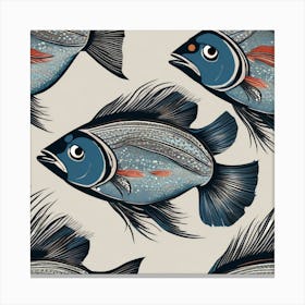 Blue Fishes Canvas Print