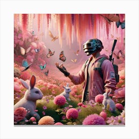 Man In A Field Of Flowers pubg Canvas Print