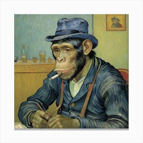 Monkey Smoking A Cigar Canvas Print