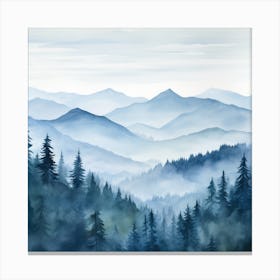 Watercolor Of Mountains Canvas Print