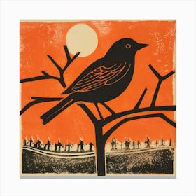 Retro Bird Lithograph Robin 7 Canvas Print