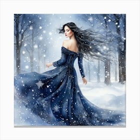 In A Wintry Wonderland A Graceful Lady Canvas Print