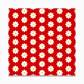 Red And White Flower Pattern Canvas Print