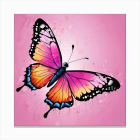 Butterfly On A Pink Background 2 Canvas Print