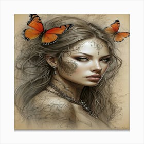 Woman With Butterflies Canvas Print