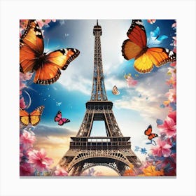 Paris With Butterflies 172 Canvas Print