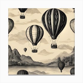 Hot Air Balloons Black And Sepia Canvas Print