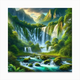 Waterfall In The Forest 19 Canvas Print