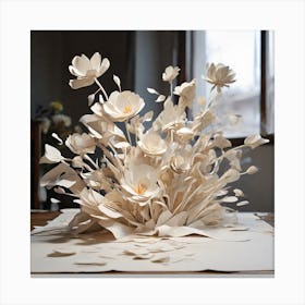Flowers of white paper 1 Canvas Print