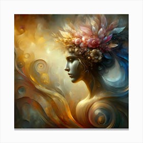 Woman With Flowers In Her Hair Canvas Print