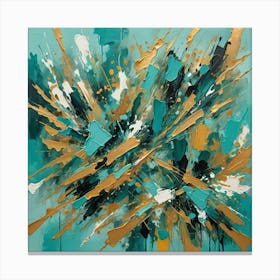 Abstract In Teal And Gold Canvas Print