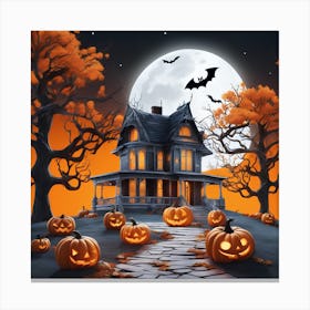 Halloween House With Pumpkins 23 Canvas Print