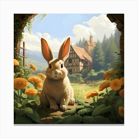 Rabbit Amongst The Marigolds Canvas Print