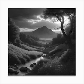 Black And White Landscape Painting Canvas Print