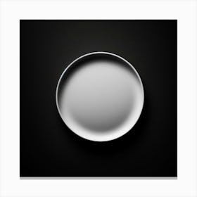 White Plate On Black Background Canvas Print