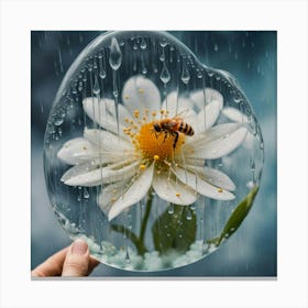 Bee In The Rain Canvas Print