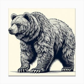 Line Art grizzly Canvas Print