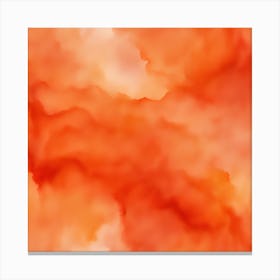 Beautiful orange red abstract background. Drawn, hand-painted aquarelle. Wet watercolor pattern. Artistic background with copy space for design. Vivid web banner. Liquid, flow, fluid effect. Canvas Print