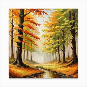 Forest In Autumn In Minimalist Style Square Composition 304 Canvas Print