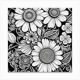 Black And White Flowers 1 Canvas Print