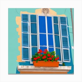 Window Lisbon Portugal In The Style Of Matisse Art Print Window With Flowers Canvas Print
