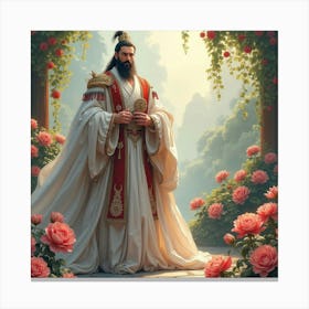 Dignified Lord In A Watercolor Opulent Garden 1 Canvas Print